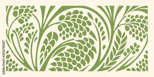 Foto stylized foliage pattern in muted greens with overlapping leaves and stems