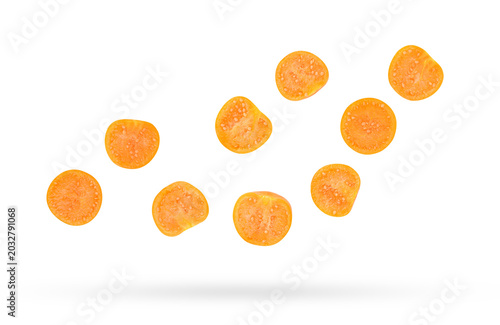 Quadro su tela Cape gooseberry (physalis) falling in the air isolated on transparent background