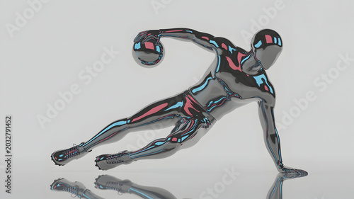 Abstract American Football Player Diving with Ball Illustration