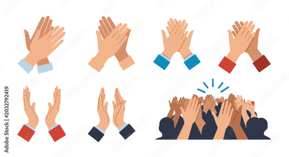 Fototapeta premium Clapping Hands and Applause Icons Collection