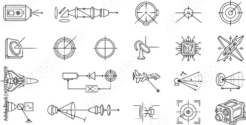 Foto Military Technology, Optics  Lasers Line Art Icons