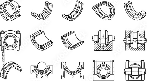 Bild auf Leinwand Mechanical Engineering Bearings and Components Technical Drawings