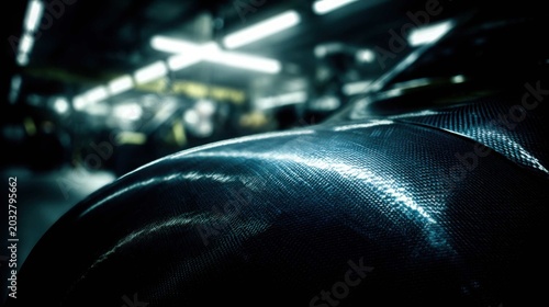 Intricate carbon fiber weave texture with shimmering light effects