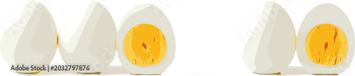 Φωτογραφία Hard Boiled Egg Vector Set Featuring Peeled Quarters and Half Slices with Yellow