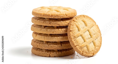 Stack of Shortbread Cookies on White Background