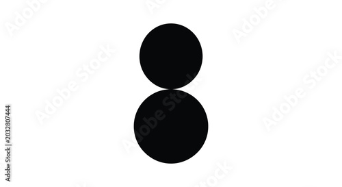 Fotografi Two black circular shapes stacked vertically against a white background a simple