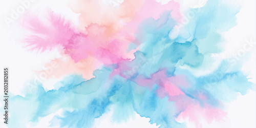 Fotografie Abstract colorful watercolor sky and cloudscape background with soft clouds, lig
