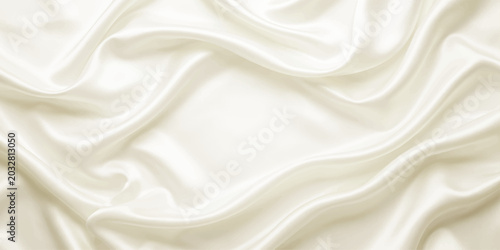 Foto Elegant white silk and satin fabric background with smooth soft waves, shiny lux