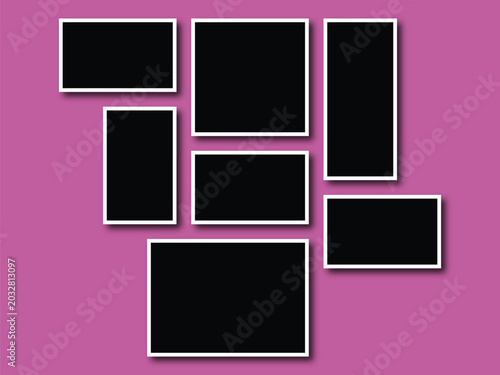 Creative vector Template Collage consisting of  frames for a photo of a square and rectangular shape.