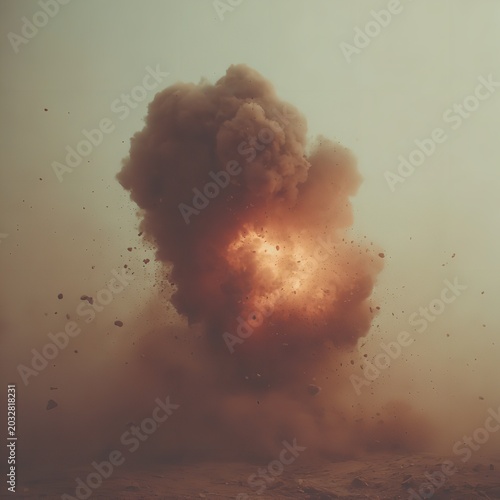 Dynamic Abstract Scene Depicting Power, Combustion, and Destruction