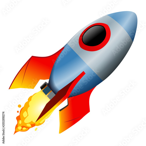 Rocket emoji, vector illustration isolated on transparent background.