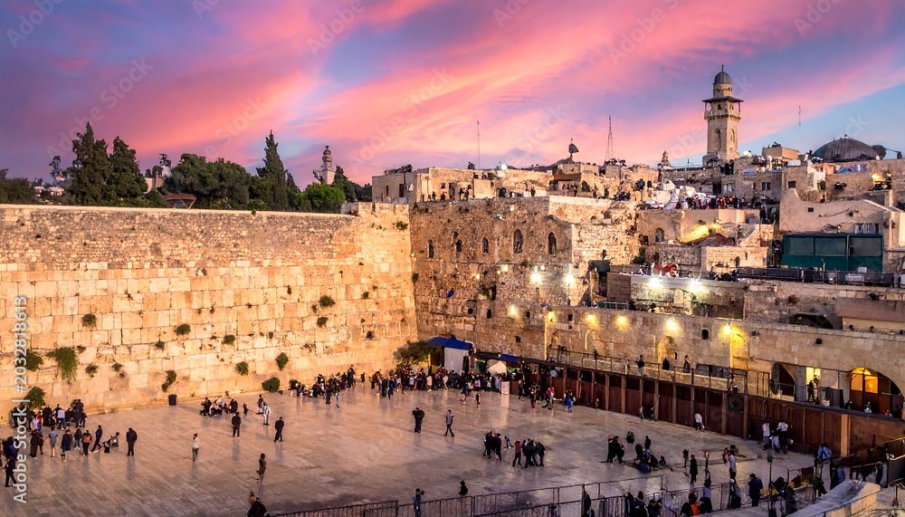 Fototapeta premium Western Wall Jerusalem Israel at Sunset.