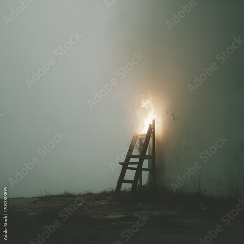 Surreal Atmospheric Scene Symbolizing Destruction, Mystery, and Contrast