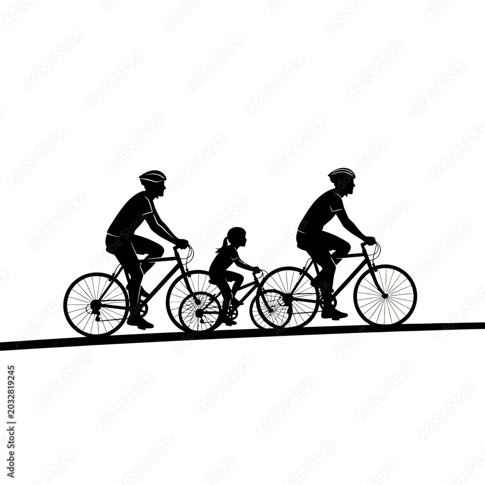 Fototapeta premium Family Riding Bicycles Together