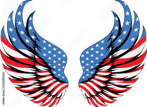 American flag wings, patriotic wings, USA wings, vector wings, red white blue wings