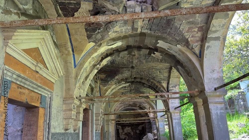 Abandoned Endurluk Church Interior with Stone Pillars in Kayseri Turkey
