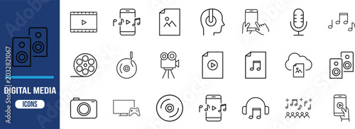 Fotografie Digital media entertainment technology icons