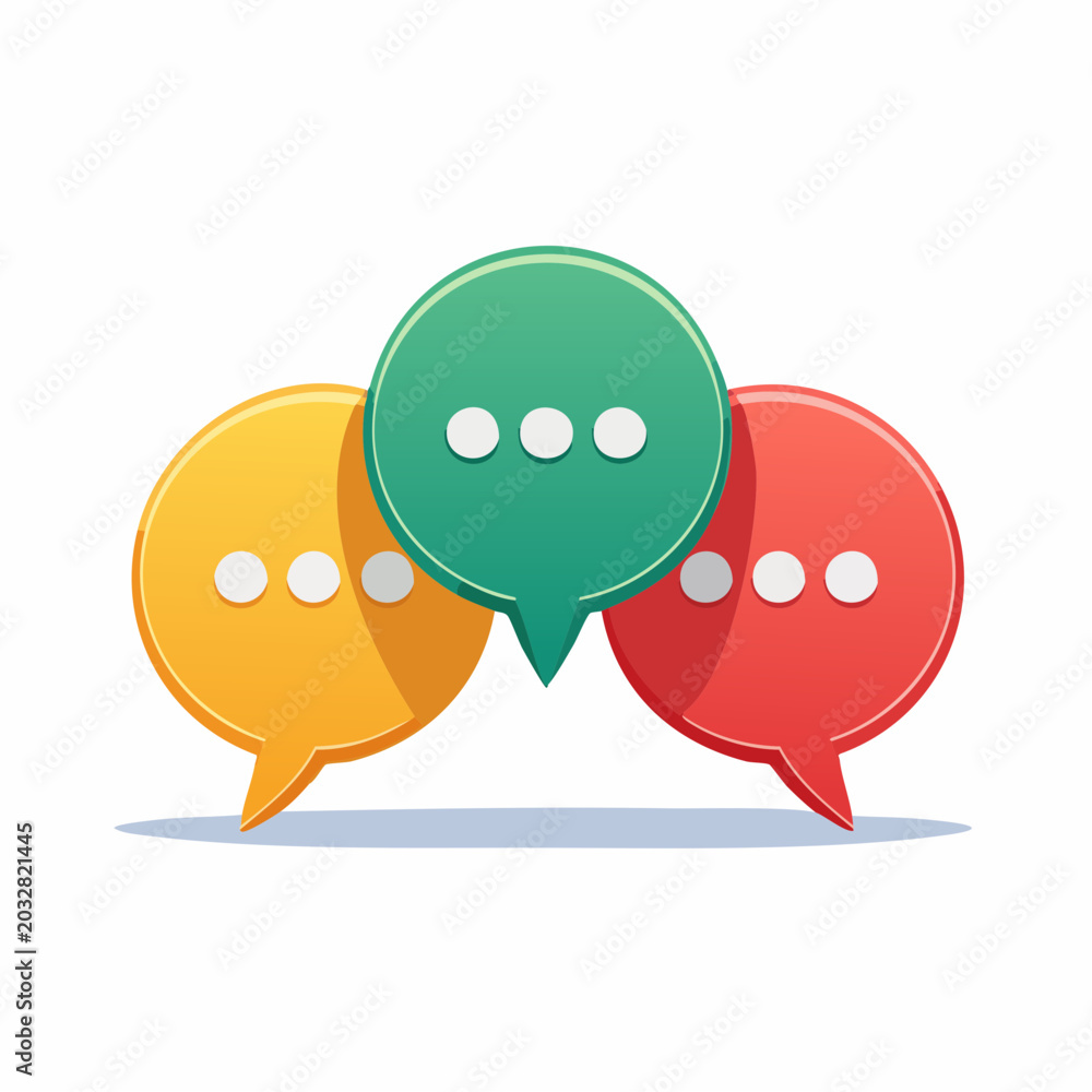 Obraz premium Three Speech Bubbles with Ellipses
