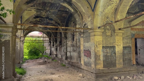 Abandoned Endurluk Church Interior with Stone Pillars in Kayseri Turkey