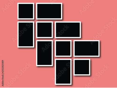 Set of collage for photos or images. Vector template empty frames. Creative mockup.
