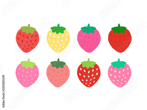 いろんな種類のいちごのイラストセット