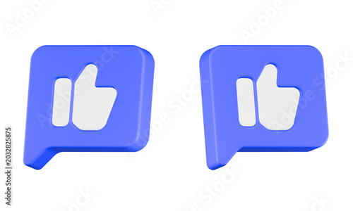 thumb up icon 3d render square bubble