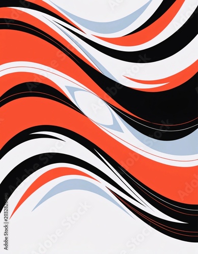 Abstract red black and white wavy lines design background pattern