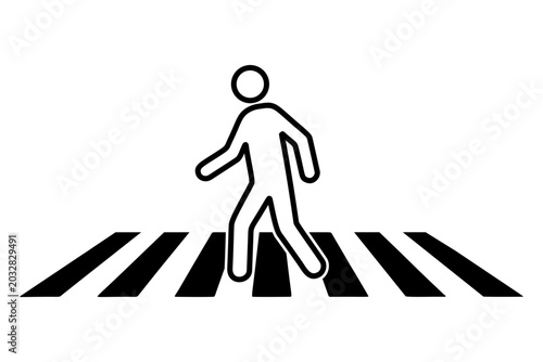 Foto 横断歩道を渡る人物のラインアイコン