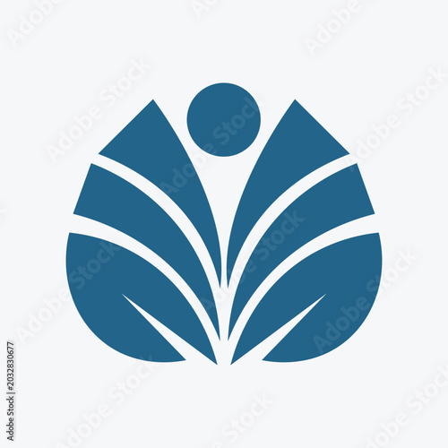 Abstract Human Figure with Leaf Inspired Symmetrical Design Logo