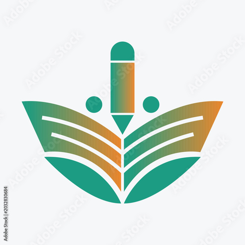 Creative Education Logo with Pencil and Open Book Leaf Design