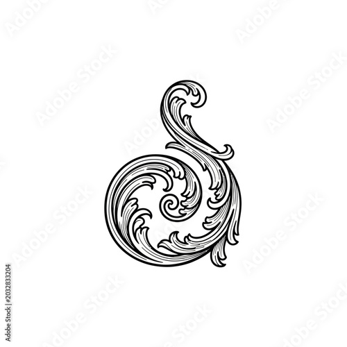 Decorative swirling line art design.