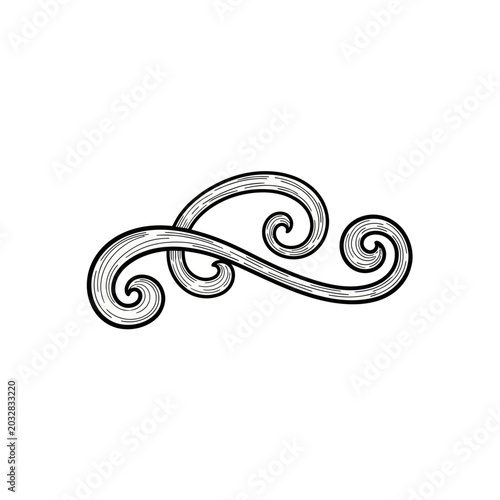 Decorative swirling line art design.