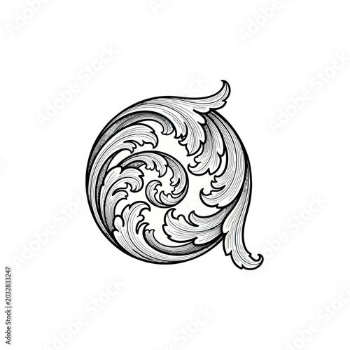 Decorative swirling wave design element.
