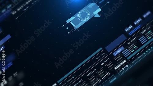 HUD Futuristic Security Monitor System Interface Technology Display. Digital UI Element Cyber Infographic Screen Horizontal Land Scape Moving 4K motion graphic