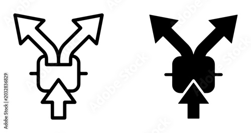 Cuadro en lienzo Directional Arrows Vector Icon Set, Fork in Road Symbol, Choice and Decision Mak