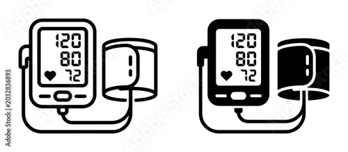 Bild auf Leinwand Blood Pressure Monitor Icons, Medical Device Vector Graphics, Health Monitoring