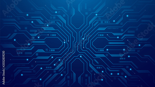 Foto Blue electric circuit board concept