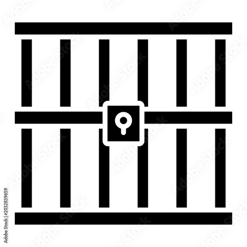 Billede på lærred Jail cell metal bars with padlock icon