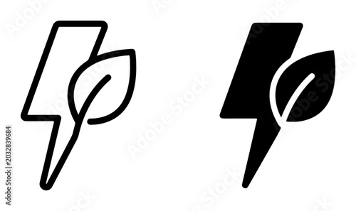 Tableau sur toile Eco-friendly Energy Icons, Green Power Lightning Bolt Symbols, Sustainable Elect