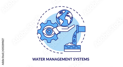 Schilderij op canvas Water management systems conceptual illustration icon.