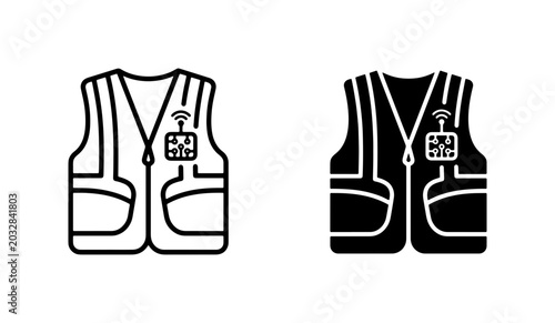 Schilderij op canvas High Visibility Safety Vest Icons, Reflective Workwear Graphics, Outdoor Gear Eq