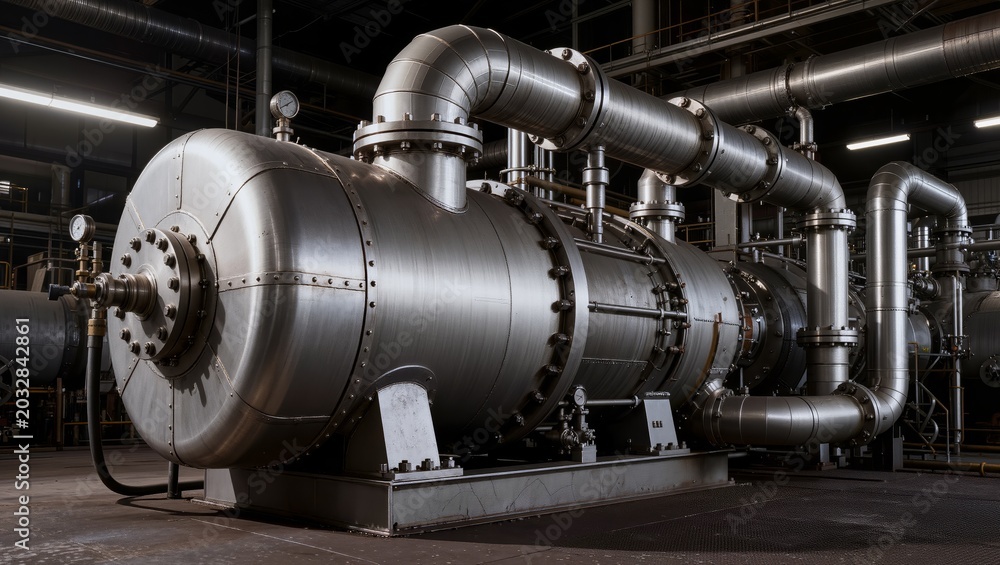 Obraz premium Industrial Vacuum Pump System in Factory