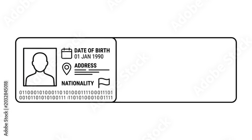 Fotografie A minimalist black and white line art illustration of a generic identification card