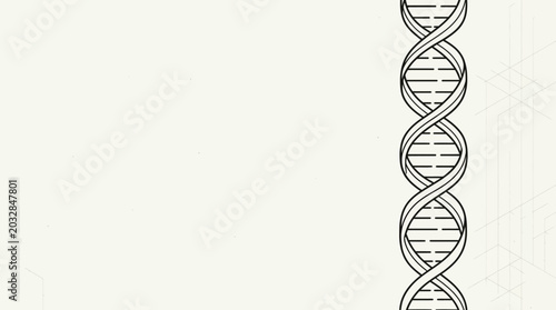 Fotografía A detailed black and white illustration of a double helix DNA strand