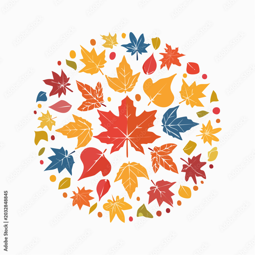 Fototapeta premium Autumn Leaves Circle Design