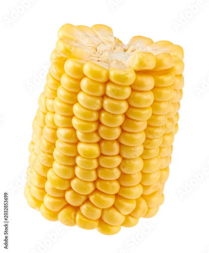 Fresh corn on cob isolated on white background. clipping path