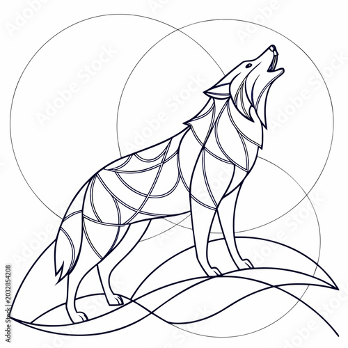 Photography Abstract Wolf Monoline Art 1