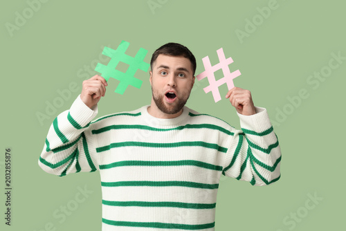 Shocked young man with hash...