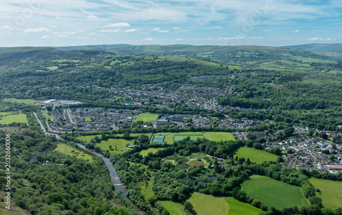 Ariel view of Ystalyfera, a village and community in the upper Swansea Valley, South Wales
