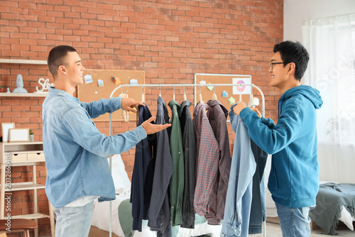 Male students with clothes ...